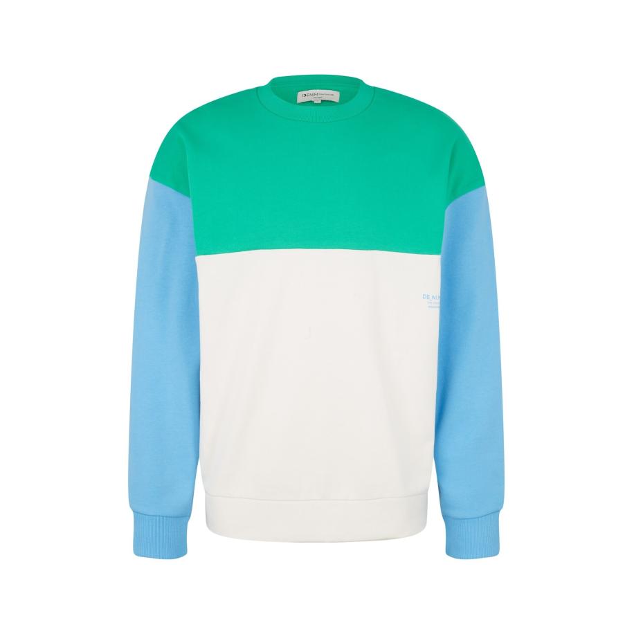 TOM TAILOR DENIM Sweatshirt hemelsblauw / jade groen / natuurwit Multicolor