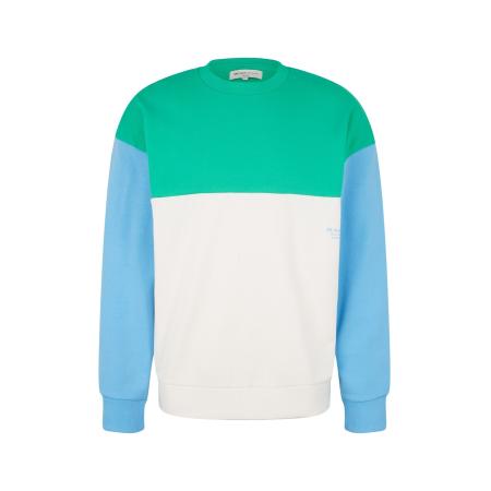 TOM TAILOR DENIM Sweatshirt hemelsblauw / jade groen / natuurwit