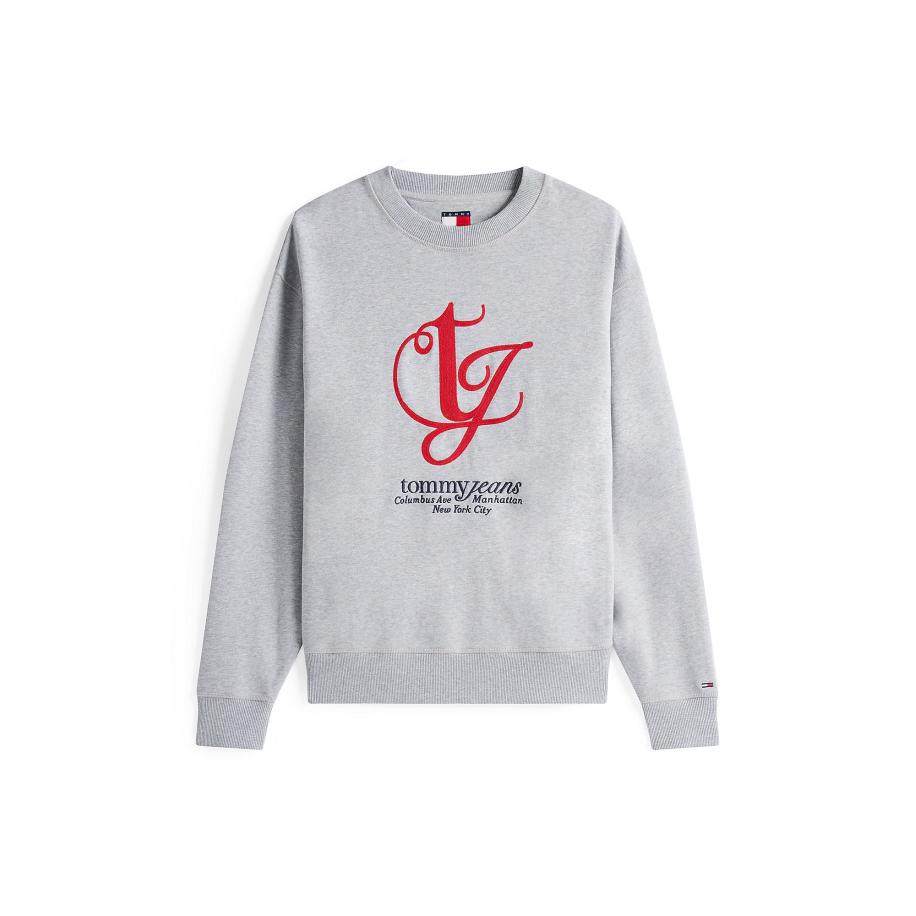 Tommy Jeans Tommy Jeans Sweatshirt stone grey / knalrood / zwart -