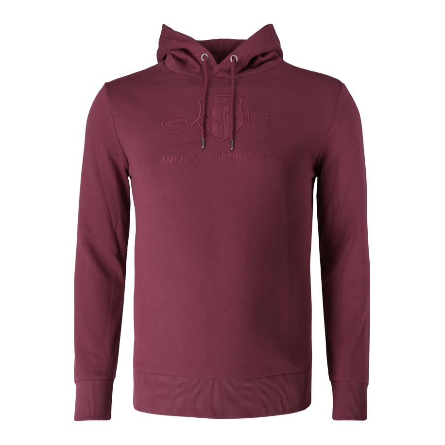 GANT Shield Hooded Sweatshirt rood, Effen Rood