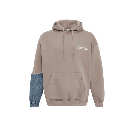 VAMOS CLO VAMOS CLO Sweatshirt donkerbeige / blauw denim / wit