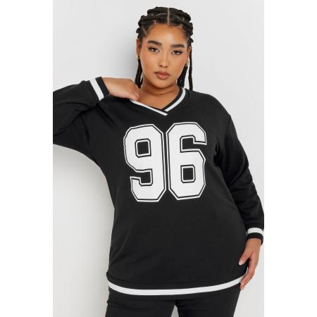 Yours Varsity Sweatshirt Met '96' Print In Zwart Size 58-60