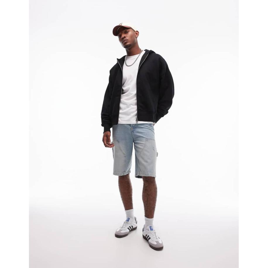 Topman - Premium oversized hoodie van zware kwaliteit met ritssluiting in zwart Zwart