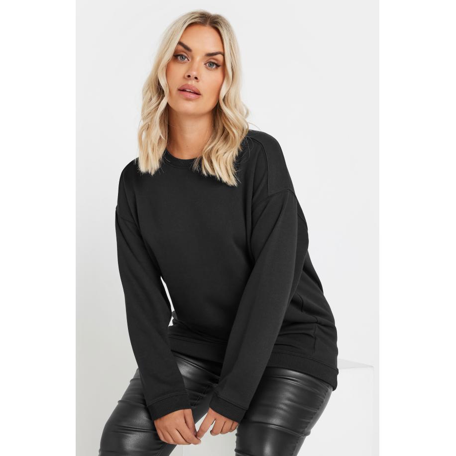 Yours Sweatshirt Van Katoen Met Ronde Hals In Zwart Size 58-60 Zwart