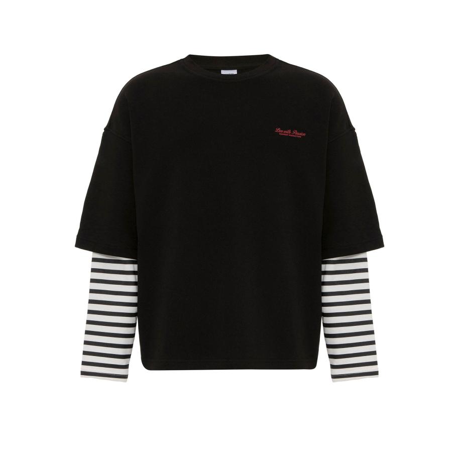 VAMOS CLO VAMOS CLO Sweatshirt zwart / wit -