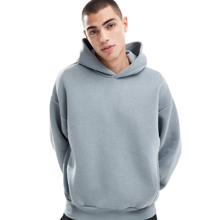 Bershka - Rechte hoodie in lichtblauw-Grijs Grijs