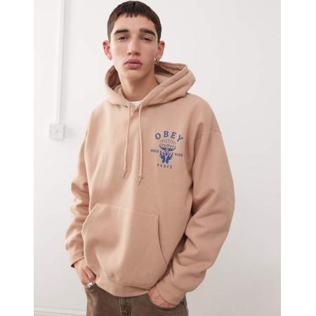 Obey - Lotus - Hoodie met grafische handenprint in beige-Neutraal