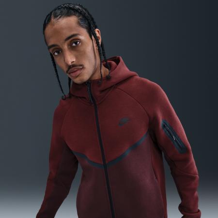 Nike Tech Windrunner herenjack van fleece met rits over de hele lengte - Rood