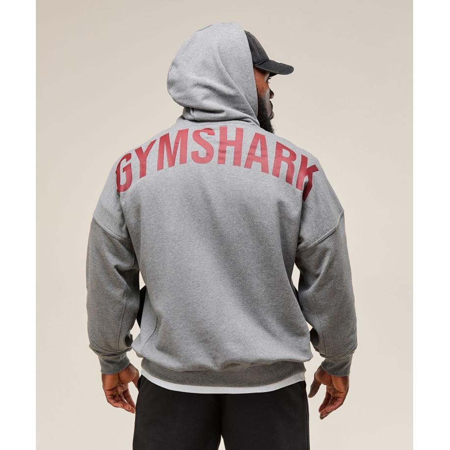 Gymshark Power Zip Up Hoodie Charcoal Core Marl Grijs
