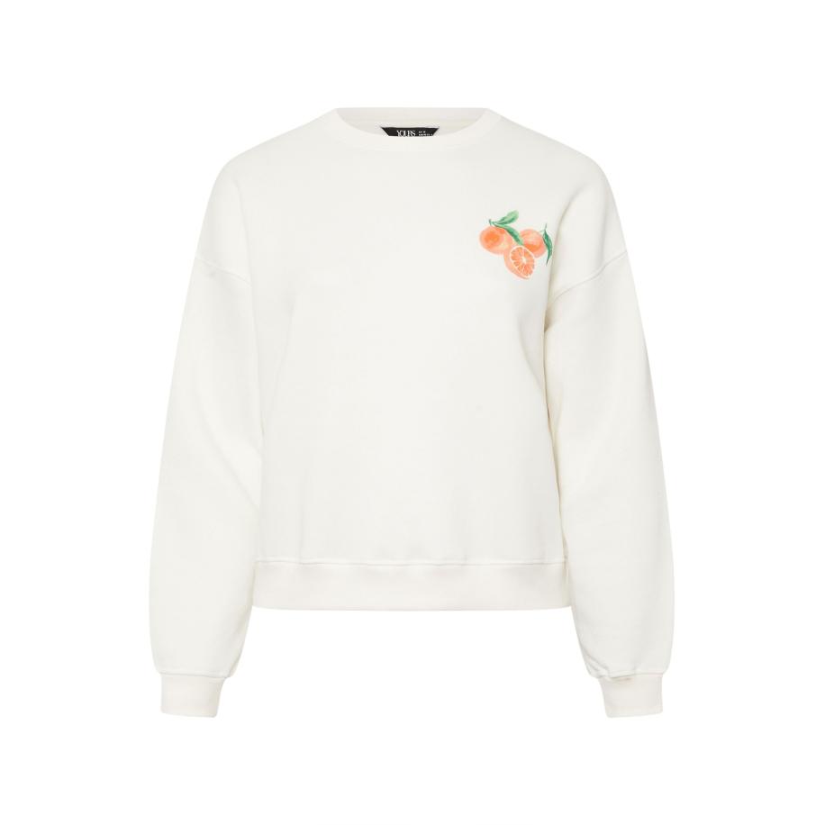 Yours Sweatshirt Met 'Barcelona' Slogan En Print Van Sinaasappels Op De Achterkant In Wit Size 54-56 Wit