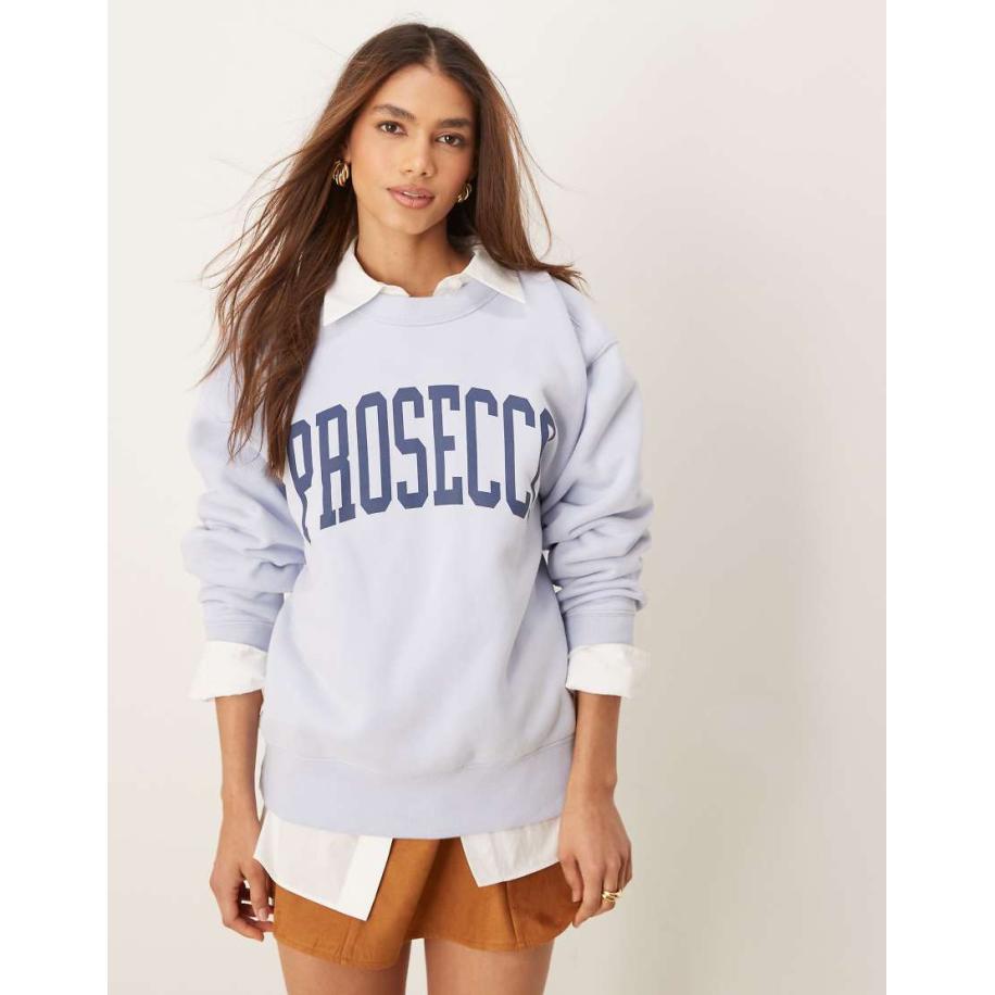Abercrombie & Fitch Sweatshirt met varsity-slogan in blauw Blauw
