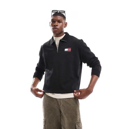 Tommy Jeans - Sweatshirt met 1/4 rits in zwart