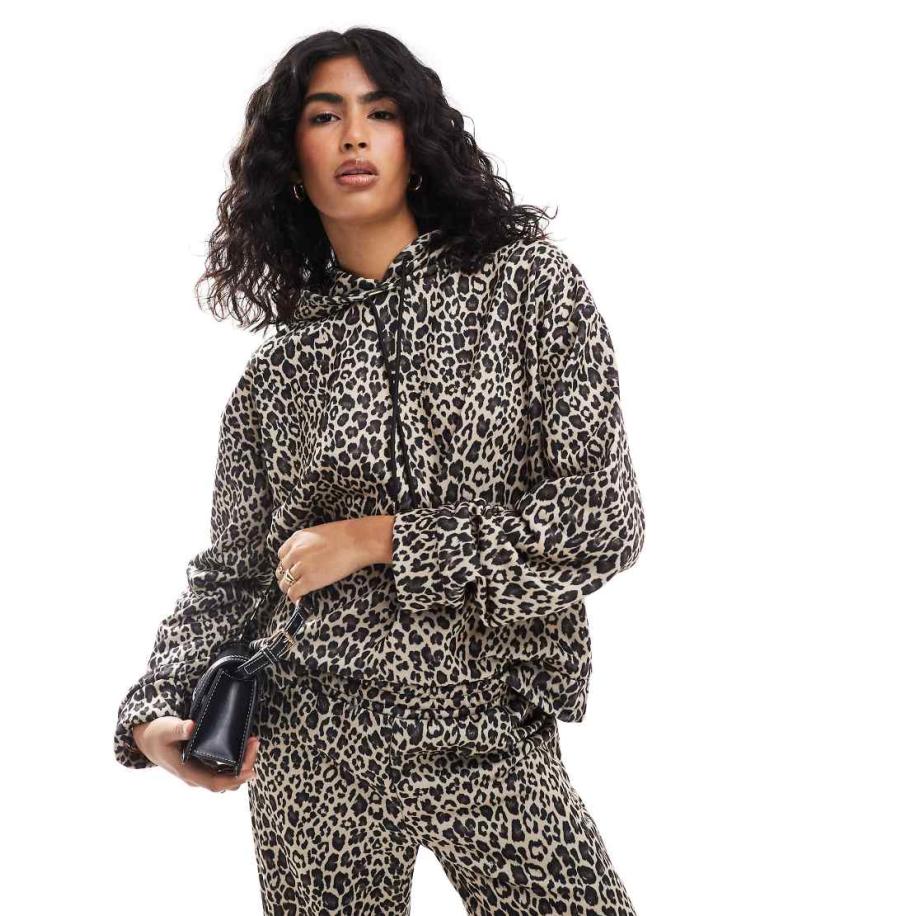 ASOS DESIGN Hoodie in luipaardprint, deel van co-ord set-Veelkleurig Multicolor