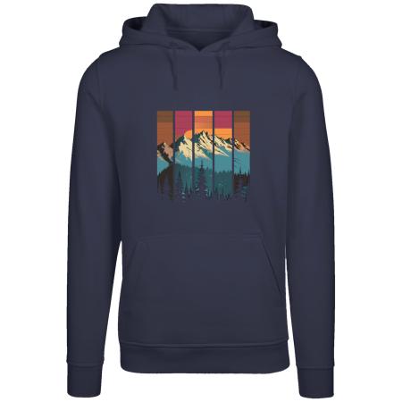 F4NT4STIC Sweatshirt Berg Sonnenuntergang Retro donkerblauw / petrol / donkeroranje / donkerroze