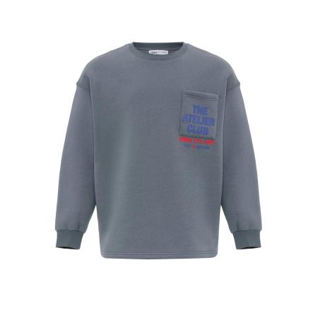 VAMOS CLO VAMOS CLO Sweatshirt blauw / donkergrijs / lichtrood