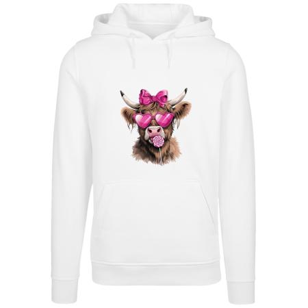 F4NT4STIC F4NT4STIC Sweatshirt Highland Cow Valentinstag Sonnenbrille gemengde kleuren / wit