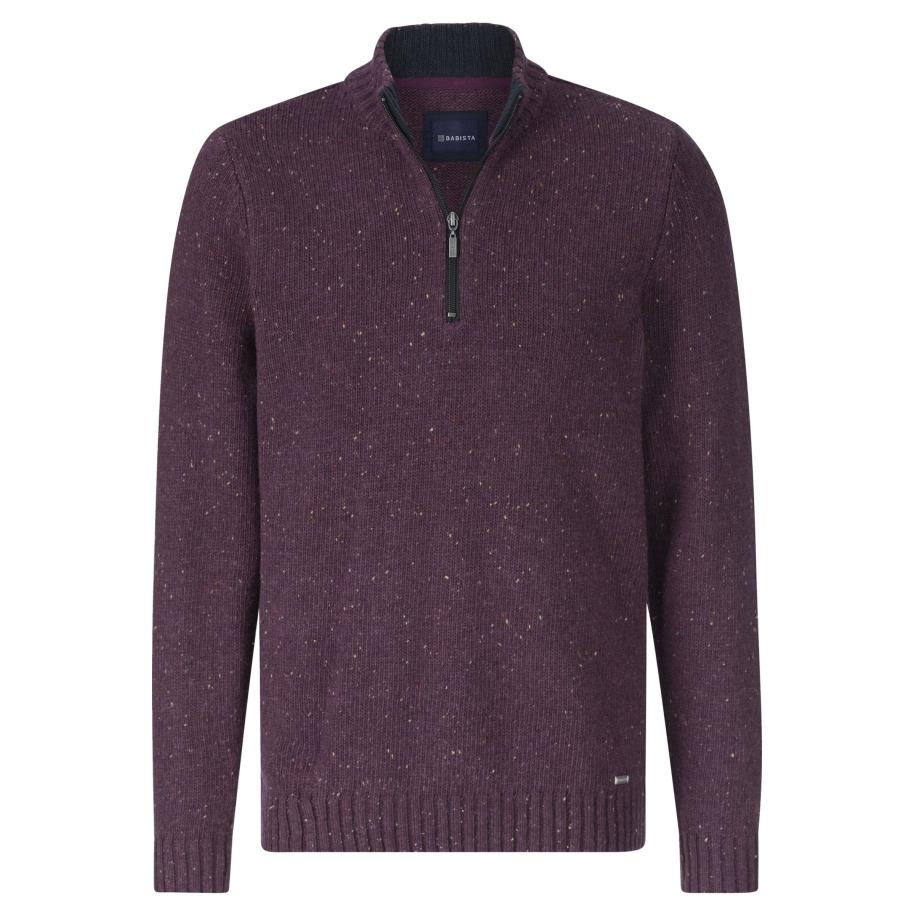 BABISTA Half-Zip Sweater donkerrood, Effen Rood