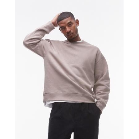 Topman - Oversized sweatshirt in stone-Neutraal
