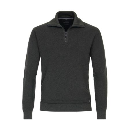 Casa Moda Casual Half-Zip Sweater groen, Effen