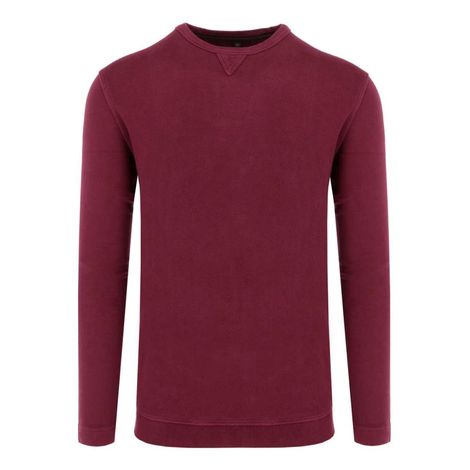 Marvelis Casual Sweatshirt ronde hals bordeaux, Gestructureerd Rood