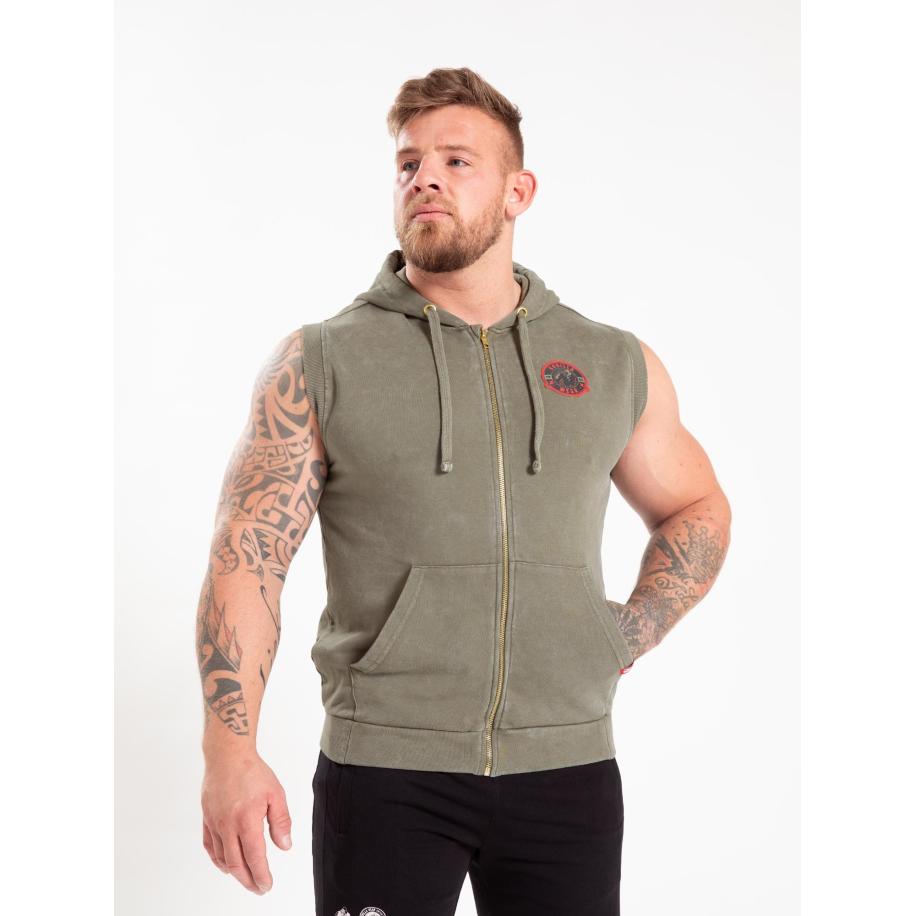 Gorilla Wear Gorilla Wear Sweatvest greige / bloedrood / zwart -