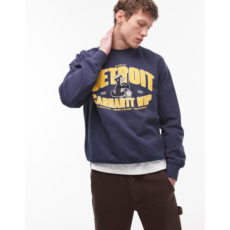 Carhartt WIP - Underground - Sweatshirt met print in marineblauw Blauw