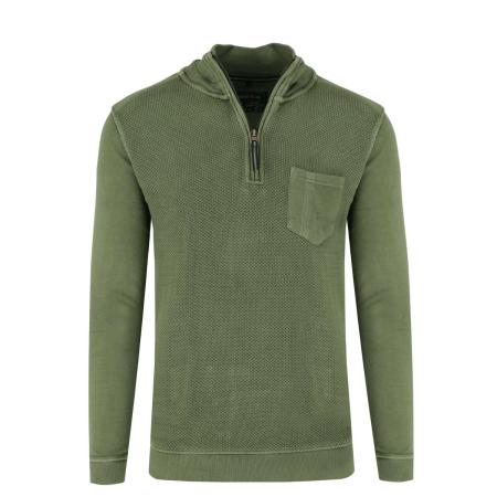 Marvelis Casual Half-Zip Sweater groen, Gestructureerd