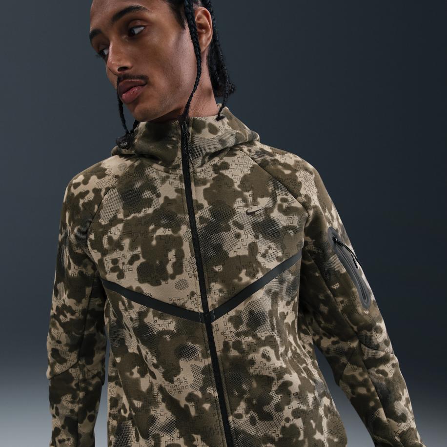 Nike Tech Windrunner herenjack van fleece met rits en camouflageprint - Bruin Bruin