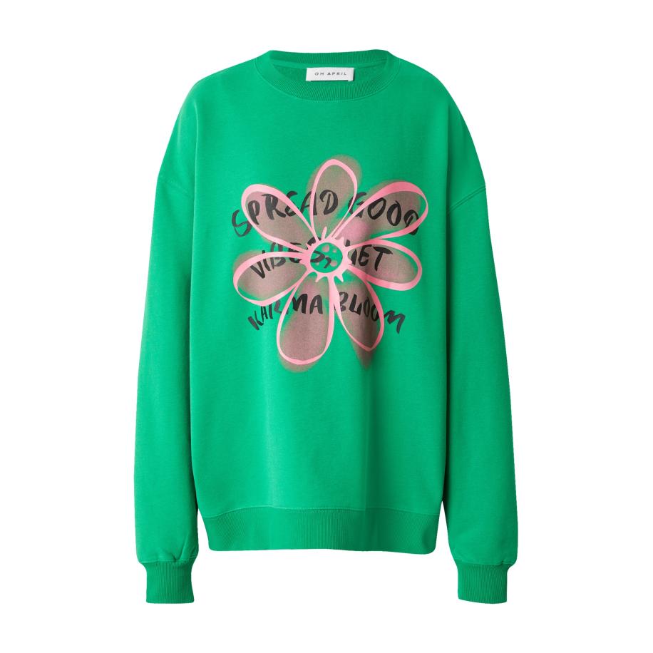 OH APRIL Sweatshirt Good Vibes limoen / lichtroze / zwart Groen