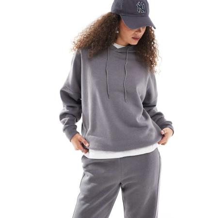 Noisy May Losvallende hoodie in antraciet, deel van co-ord set-Grijs