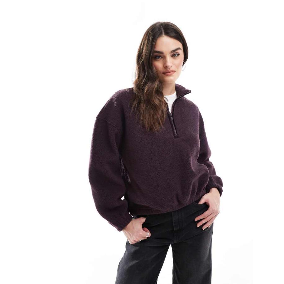 Levi's Delta Sweatshirt van sherpa borg met halve rits in paars Paars