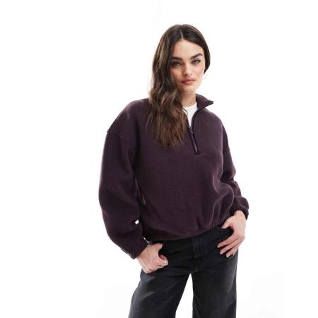 Levi's Delta Sweatshirt van sherpa borg met halve rits in paars