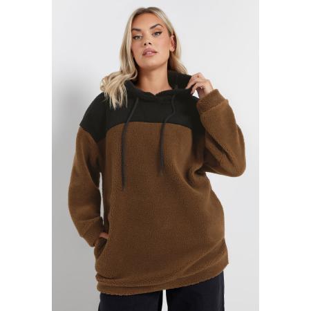 Yours Hoodie Van Fleece Met Kleurvlakken In Bruin/Zwart Size 58-60