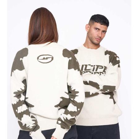 Multiply Apparel - Urban - Oversized gebreide sweater in wit-Neutraal