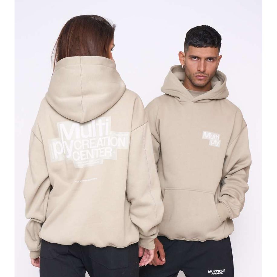 Multiply Apparel - Billboard - Oversized hoodie in stone-Neutraal Multicolor
