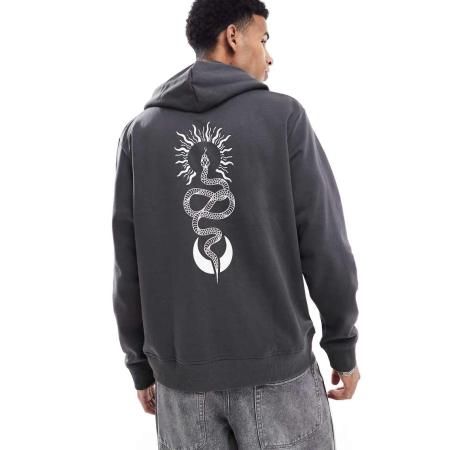 Jack & Jones - Oversized hoodie met print in grijs
