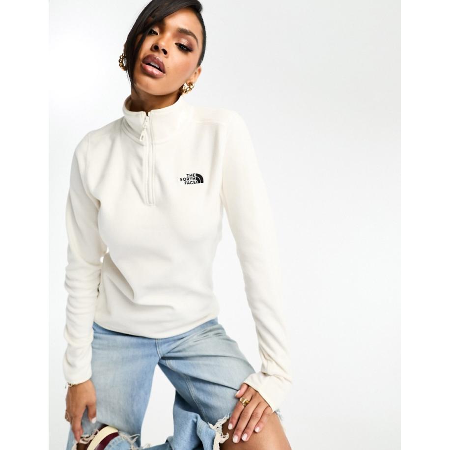 The North Face 100 Glacier Fleecetrui met 1/4 rits in crème-Wit Wit
