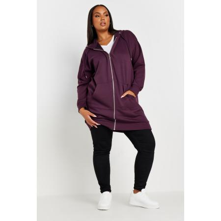 Yours Lange Hoodie Van Katoenmix Met Ritssluiting In Paars Size 62-64