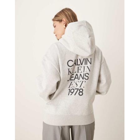 Calvin Klein Jeans Ruimvallende hoodie met print op de achterkant in grijs