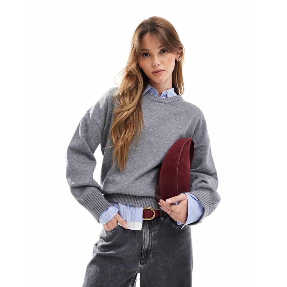 Cotton On Lux Trui met ronde hals in gemêleerd grijs Grijs