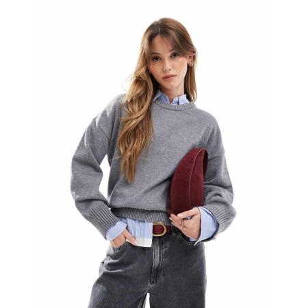 Cotton On Lux Trui met ronde hals in gemêleerd grijs