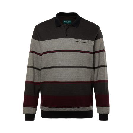 Boston Park Boston Park Sweatshirt lichtgrijs / karmijnrood / zwart