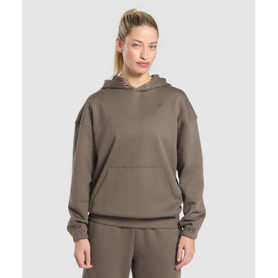 Gymshark Rest Day Sweats 2.0 Oversized Hoodie Camo Brown Bruin
