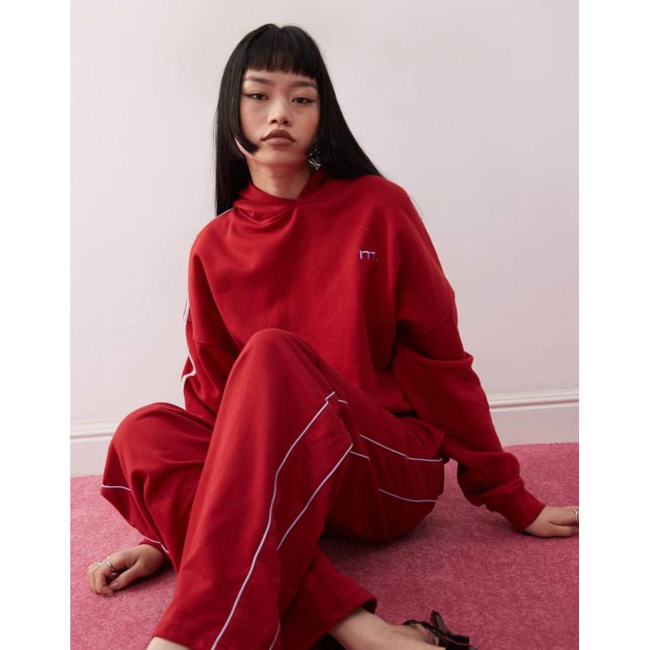 Motel Kamari Oversized hoodie in adrenaline rood, deel van co-ord set Rood
