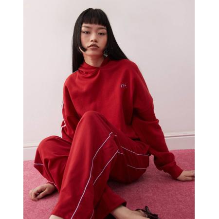 Motel Kamari Oversized hoodie in adrenaline rood, deel van co-ord set