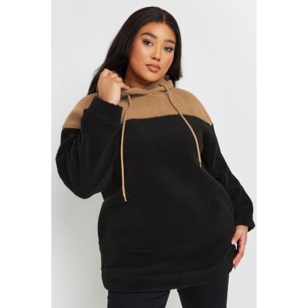 Yours Hoodie Van Fleece Met Kleurvlakken In Zwart/Beige Size 58-60
