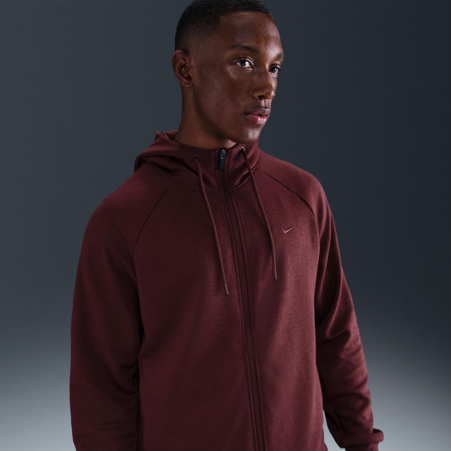Nike Primary Fleece Dri-FIT UV performancehoodie met rits over de hele lengte voor heren - Rood Rood