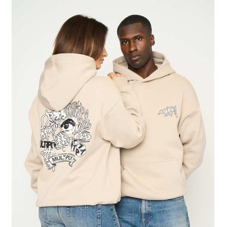 Multiply Apparel - Harmony - Oversized hoodie met print in taupe-Neutraal