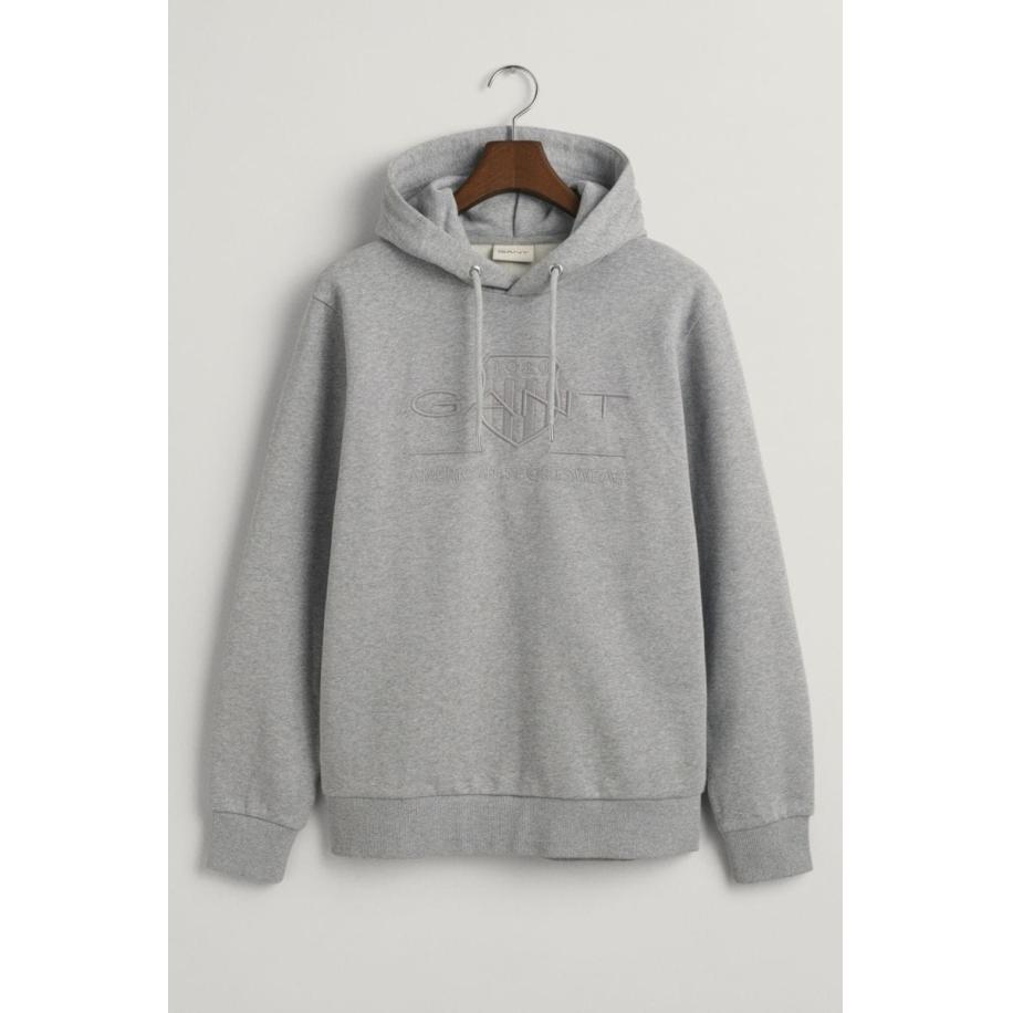 GANT Shield Hooded Sweatshirt Grijs gemêleerd, Effen Bruin
