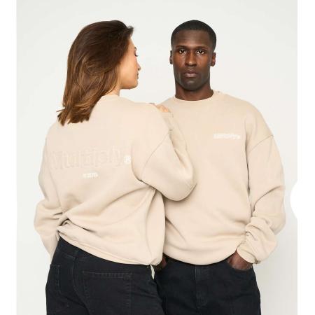 Multiply Apparel - Mate - Oversized sweatshirt in taupe-Neutraal